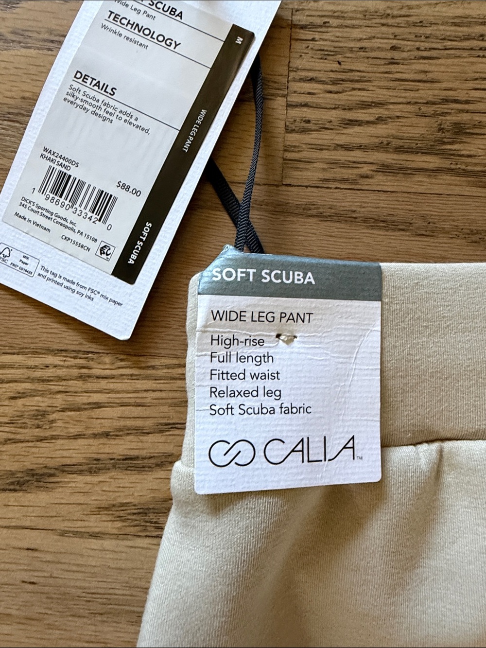 CALIA by Carrie Underwood Soft Scuba Wide Leg Pants in Cream - Picture 7 of 8